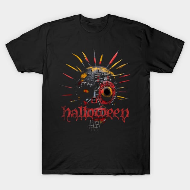 artistic killer creepy halloween mask on darkness T-Shirt by bulografik